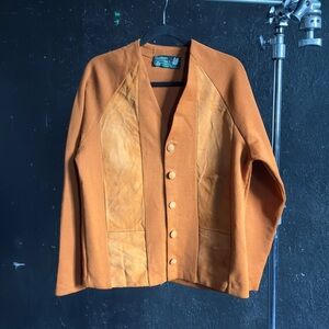 Vintage 70s Wool Suede Cardigan